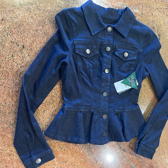NEW! Guess Denim Peplum Jacket Size XS NWT! - Picture 2 of 9
